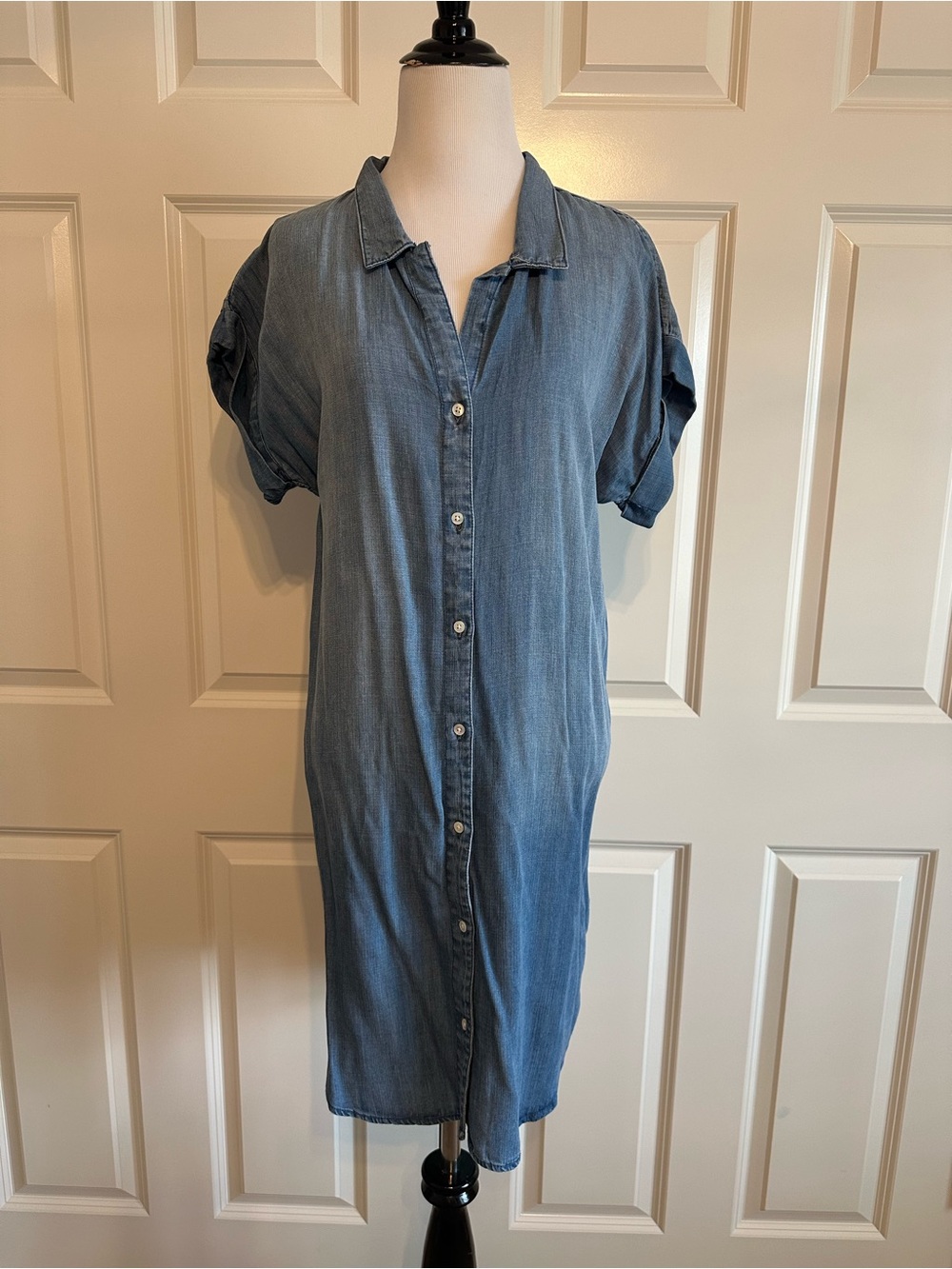Thread & Supply Soft Denim Button-Front Shirt Dress